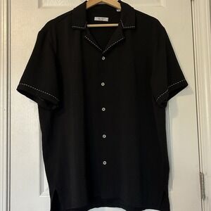 Bruno Milano Button Up White Stitch Black‎ Shirt